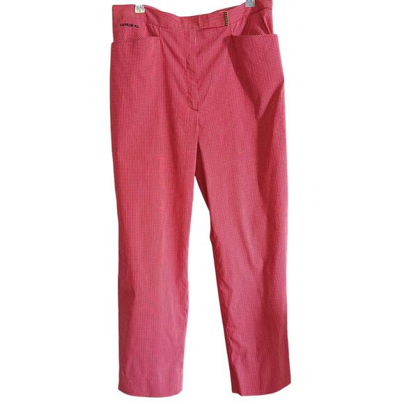 LAUREN Ralph Lauren | Red and White Check Stretch Cotton Tailored Pants | 12 - Picture 1 of 7